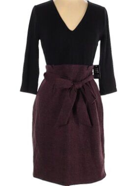 Express Professional Office Dress Burgundy Red Black